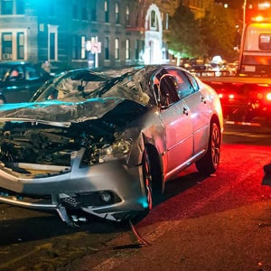 Damaged car due to accident