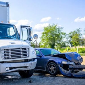 Wrecked car due to accident